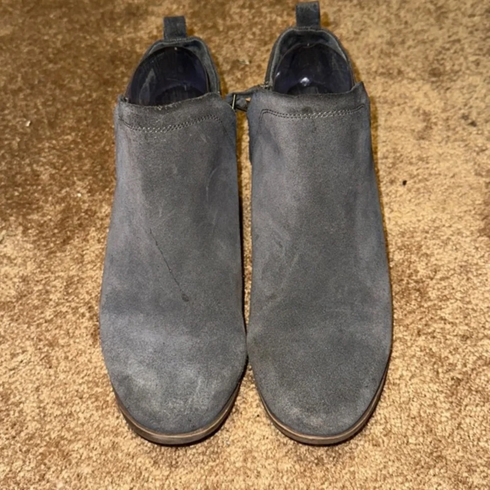 Toms Grey Suede Booties 9 side‎ zip